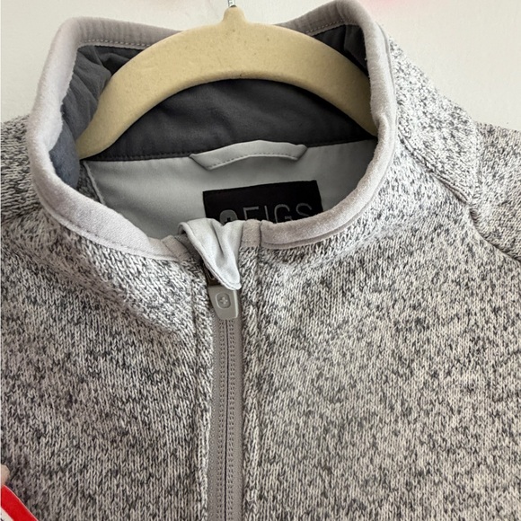 Figs On-Shift Sweater Knit Women's Gray Fleece Jacket $98 sz XL zip scrubs - Picture 6 of 12